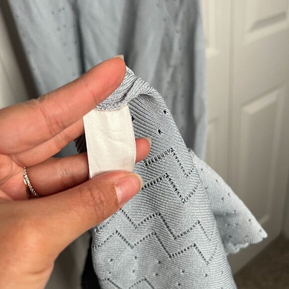 Ronny Kobo Florence Baby Blue Knit High-Low Ruffle Dress Women's Size Large L - Picture 7 of 9